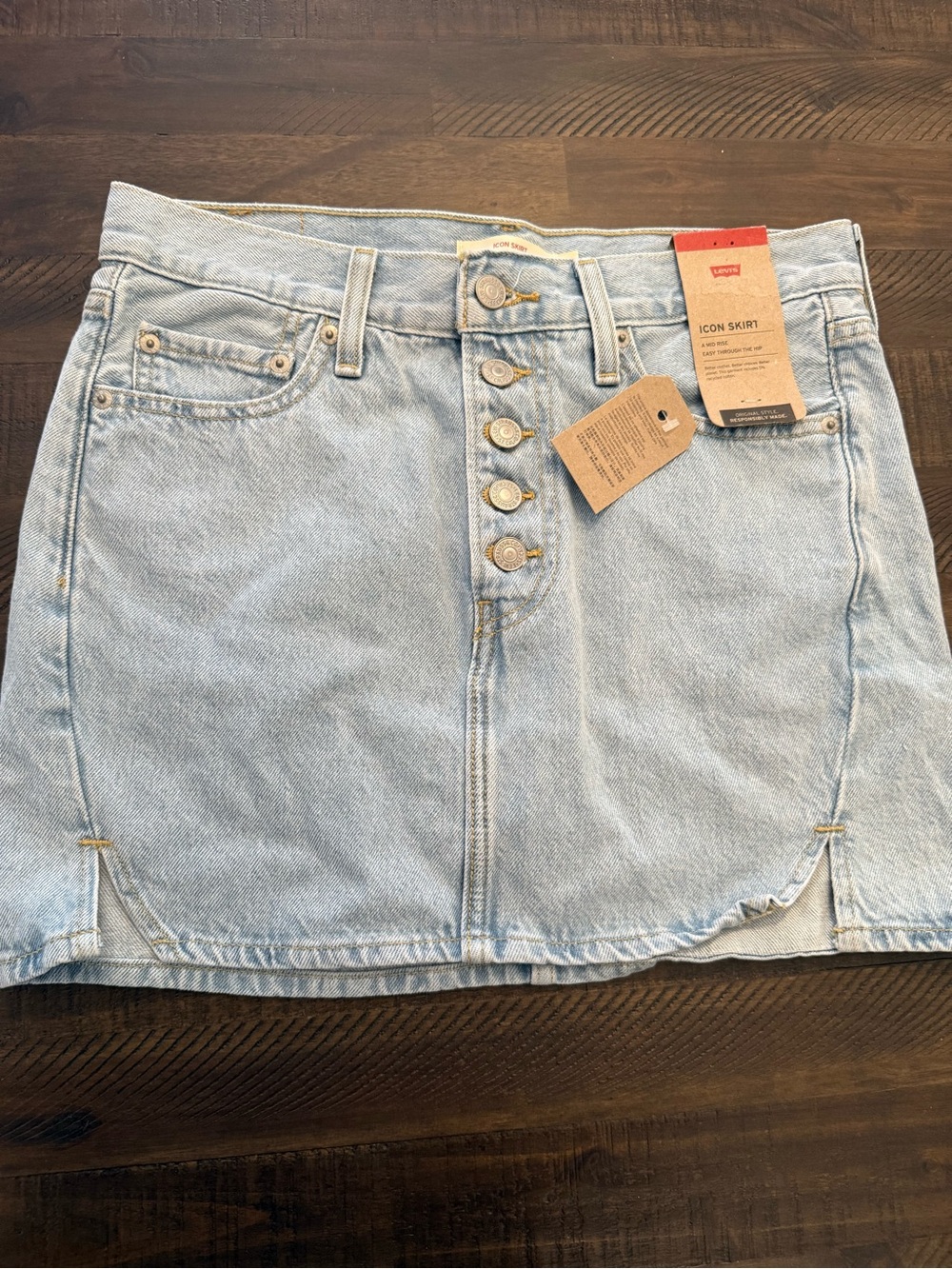 Levi's Light Blue Button-Front Denim mini iconic Skirt